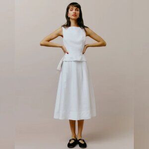NWT Reformation Moya Linen Two Piece in White Sleeveless Top Skirt Size 6